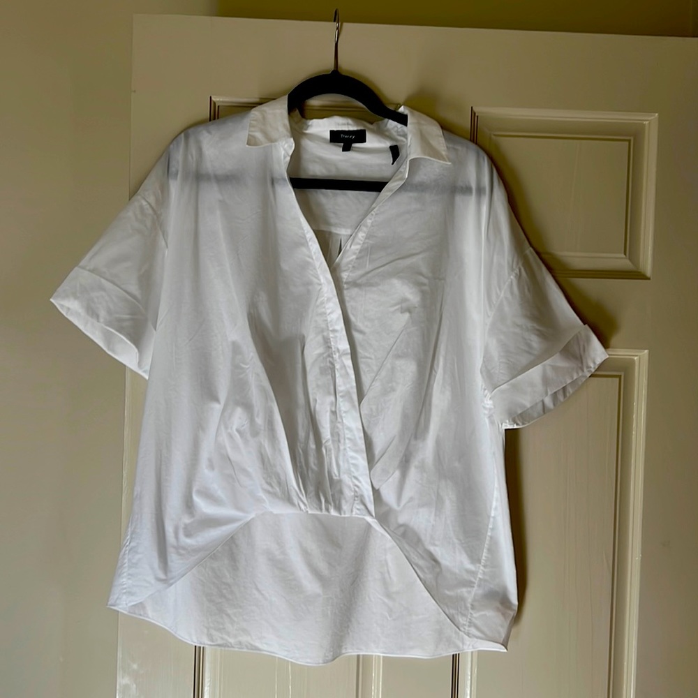 White cotton Theory blouse  Size M runs big